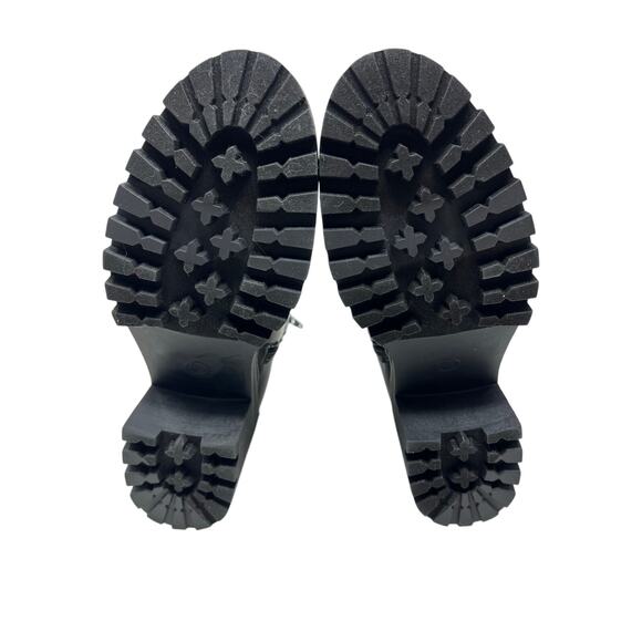 Wild Pair Black Faux Leather Lace Up Combat Boots 8.5 Grunge Punk Emo - Picture 8 of 9